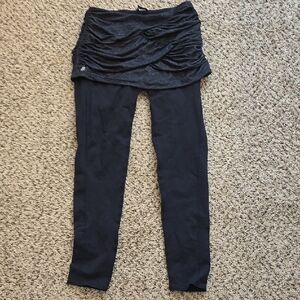 Athleta Black Leggings with Skirt Overlay